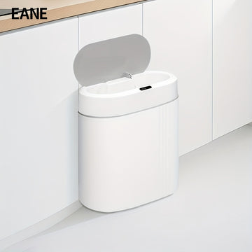 Basurero Inteligente EANE con Tapa - Sensor Sin Contacto, Funciona con Batería (36V), Diseño Moderno y Compacto para Cocina, Baño o Sala, Material PP Duradero, y Blanco, Eliminación de Residuos