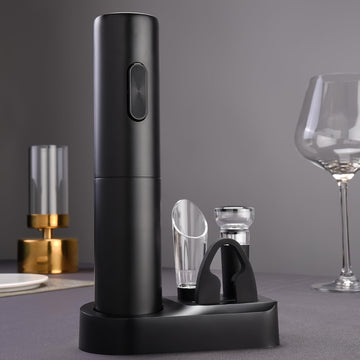 Juego de Abrebotellas Eléctrico Black Swan 5 en 1, Caja de Regalo para Accesorios de Vino, Juego Automático de Abrebotellas para el Hogar con Espiral y Vertedor al Vacío para Frescura
