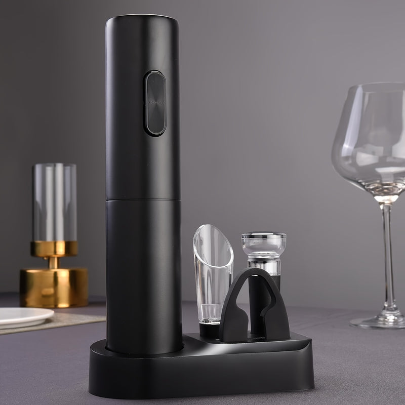 Juego de Abrebotellas Eléctrico Black Swan 5 en 1, Caja de Regalo para Accesorios de Vino, Juego Automático de Abrebotellas para el Hogar con Espiral y Vertedor al Vacío para Frescura