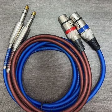 Cable de 6.5 mm a XLR hembra, paquete de 2, azul y marrón, alta calidad, disponible en longitudes de 1 metro (3 pies) a 3 metros (10 pies), ideal para mezcladoras de micrófonos, estudios de grabación e iluminación escénica