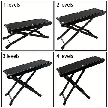 Delicia del ProGuitarrista - Pedal de Guitarra Metálico Ajustable de 4 Niveles con Diseño Plegable, Reposapiés Ergonómico y Construcción Duradera para una Experiencia de Juego Mejorada