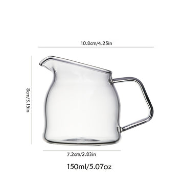 1 jarrita de vidrio mini con pico inclinado - apta para microondas, taza reutilizable para café, salsas, miel y jarabe - ideal para uso en casa y restaurante, resistente al calor, duradera y fácil de limpiar