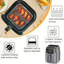 Juego de 3 rejillas deshidratadoras de acero inoxidable apilables, juego de 2 rejillas con 4 brochetas para freidora de aire, rejilla multifuncional para cocinar al vapor, hornear, enfriar y deshidratar, accesorios de cocina, regalo para mamá