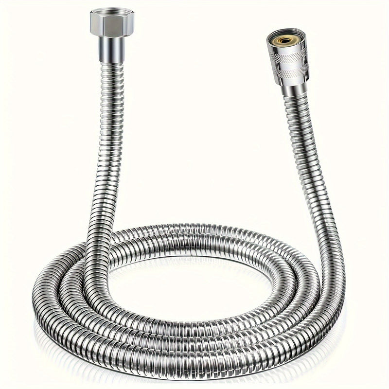 Manguera de ducha de acero inoxidable FlexiShower 1.2m/1.5m/2m/3m, extensión de tubería de cabeza de ducha anti-encorvadura cromada con accesorios de latón y junta de silicona, no necesita electricidad, ajuste universal para bañera y ducha