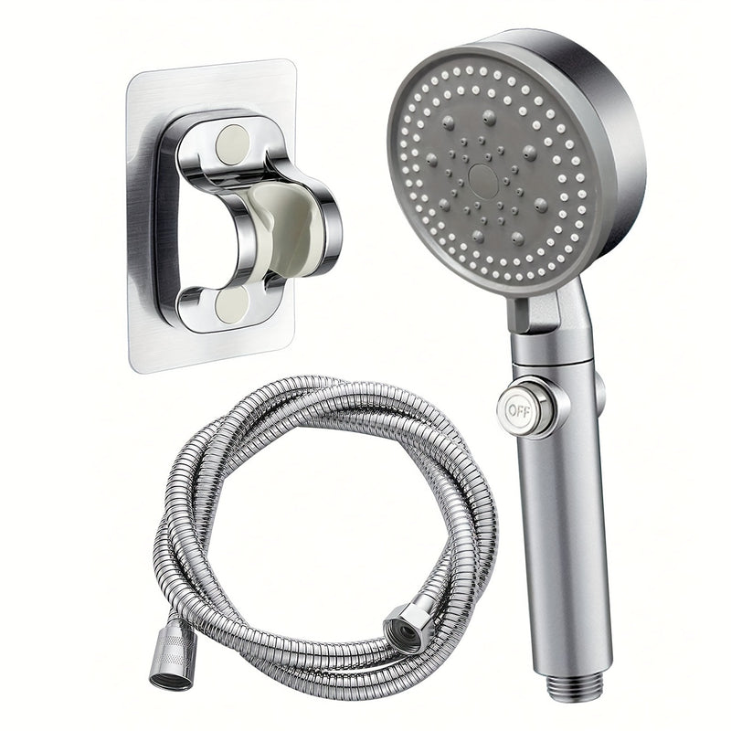 Juego de regadera de mano de alta presión con 5 modos, acabado en color grafito, botón para detener el agua, montaje en pared, sin necesidad de energía eléctrica - Kit completo para renovar el baño