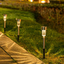 10 luces solares para caminos, con base de acero inoxidable y pantalla de vidrio esmerilado, iluminación exterior eficiente para jardín y patio, luces solares para exteriores
