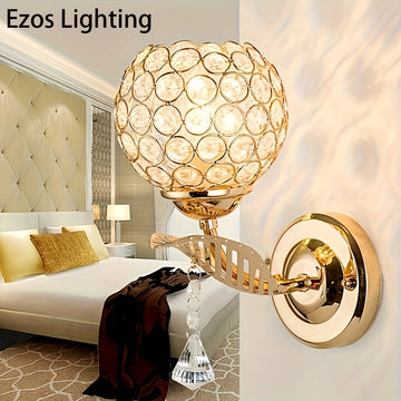 1pc Lámpara de Pared Semi-Encastrada Moderna de Cristal - Acabado Dorado Pulido, Fijación Removible, Compatible con E26/E27 y Alexa, Instalación Directa para Dormitorio, Sala de Estar, Baño (Bombilla No Incluida), Decoración Moderna para Baños, Iluminaci
