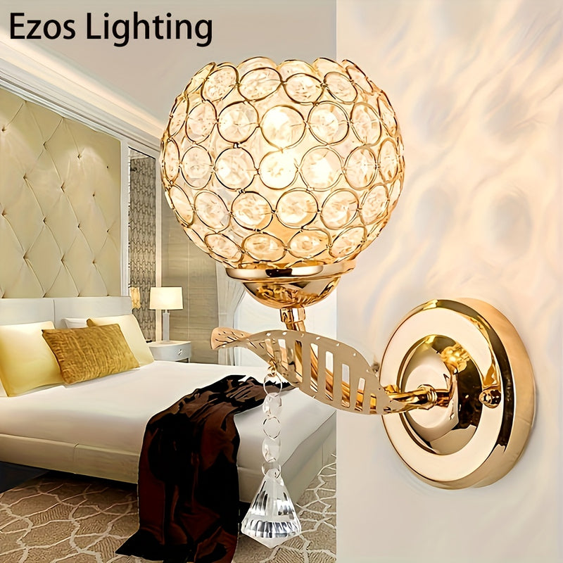 1pc Lámpara de Pared Semi-Encastrada Moderna de Cristal - Acabado Dorado Pulido, Fijación Removible, Compatible con E26/E27 y Alexa, Instalación Directa para Dormitorio, Sala de Estar, Baño (Bombilla No Incluida), Decoración Moderna para Baños, Iluminaci