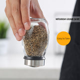 Juego de Tarros de Vidrio para Especias con Base Giratoria - 6 Tarros y Plato Rotativo para Sal, Pimienta, Azúcar - Organizador de Encimera de Cocina