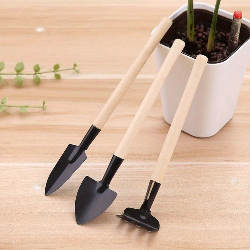 Juego de Herramientas de Jardinería de 3 Piezas: Pala, Cuchara Pequeña para Exteriores, Agarre Ligero y Cómodo, Ideal para Plantar Verduras y Suculentas con Rastrillo