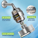 Cabezal de Ducha Filtro de 20 Etapas con Efecto SPA - Acero Inoxidable, Montado en la Pared, Configuración de Masaje para una Piel Saludable y Cabello Hidratado - Regalo Perfecto para Navidad/Halloween