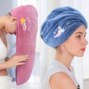 Toalla de Microfibra para el Cabello con Diseño de Dibujos Animados - Material Suave de Vellón Coral, Diseño Seguro de Asa Única, Gorro de Baño para Secar Cabello Mojado, Accesorio Ideal para Baños en Autocaravanas