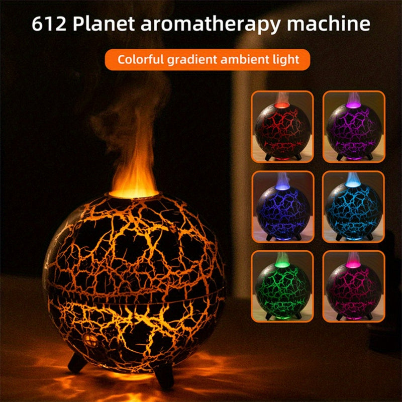 Humidificador de Aromaterapia Planetario, Difusor de Aceites Esenciales con Sonido Crepitante y Conexión USB. Adecuado para Sala de Estar, Dormitorio, Oficina, etc