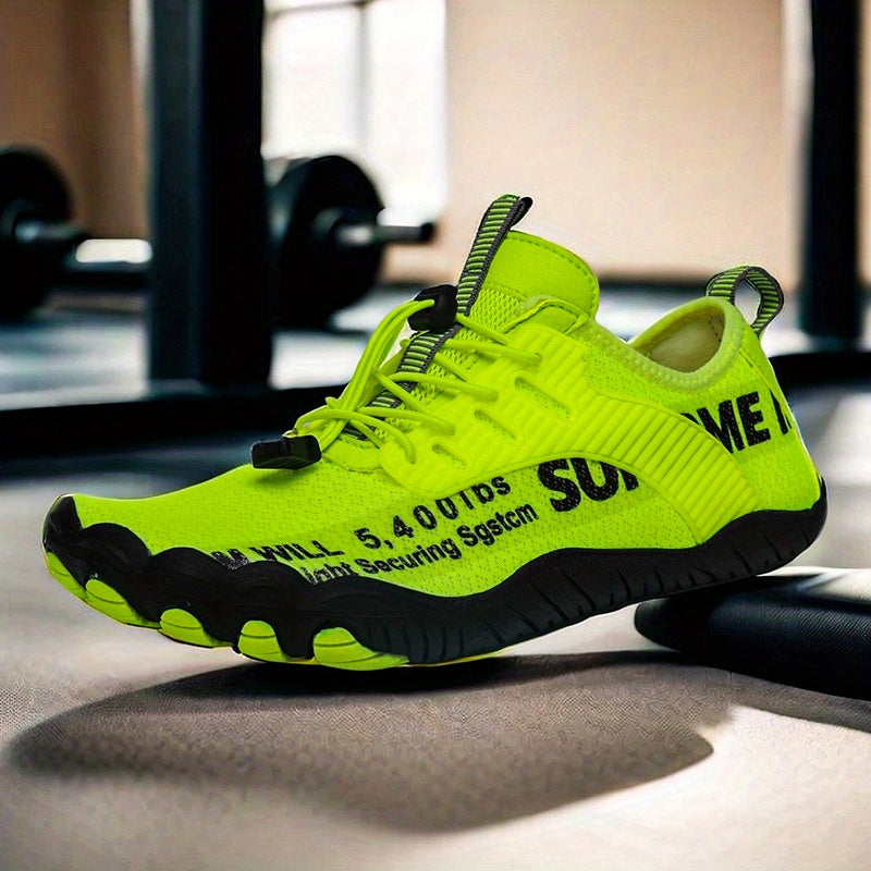 Zapatos de Agua Antideslizantes para Hombre - Parte Superior Ligera con Estampado de Letras Amarillo y Brillante, Suela de TPU para Exteriores, Ropa Casual, Zapatos de Agua al Aire Libre | Zapatillas Modernas | Suela de TPU Duradera, Calzado de Alta Cali