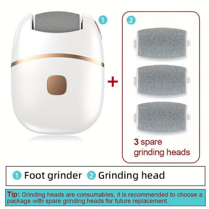 Amoladora Eléctrica para Pies con 3 Cabezales de Repuesto, Juego de Herramientas de Pedicura de 10 Piezas, Lima Eléctrica - 2 Velocidades, Batería de Litio 400mAh, Luces LED Auxiliares, Compacta y Portátil para Viajes - El Mejor Regalo para el Día del Pa