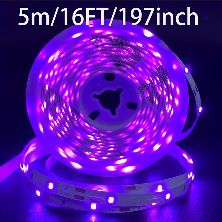 Tiras de luces LED moradas, alimentadas por USB, 5V, iluminación de decoración flexible, sin necesidad de batería, para fiestas, Halloween, Navidad, paredes fluorescentes, iluminación de armarios, opciones de 3ft/16ft/32ft