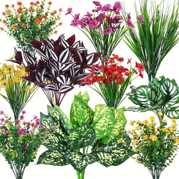 24 piezas de Planta Falsa de Boj con Resistencia al UV para Exteriores, Plantas Colgantes de Plástico Verde para Interior/Exterior, Decoración de Jardín y Ventana en Casa Estilo Granja
