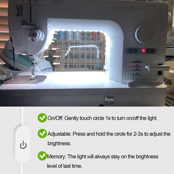 1pc Tira de luz LED regulable al tacto para máquina de coser, alimentada por USB, iluminación de bajo consumo para máquinas estándar, no requiere pilas, material plástico, perfecta para regalos de Navidad, decoración de oficinas, dormitorios, hoteles, fi