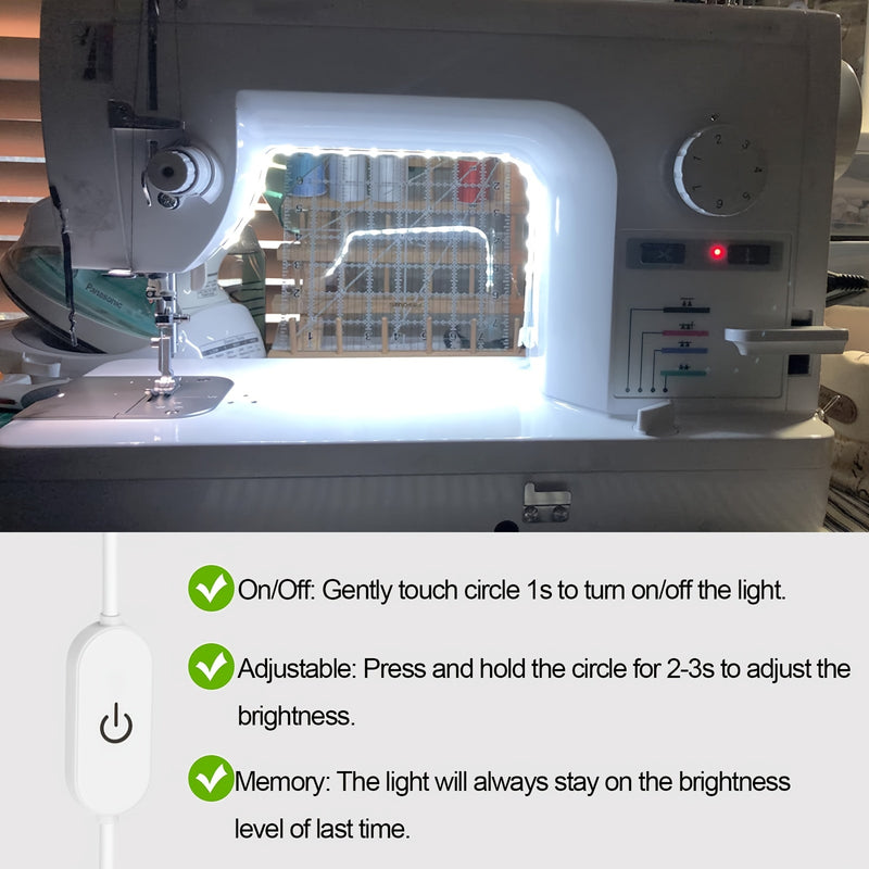 1pc Tira de luz LED regulable al tacto para máquina de coser, alimentada por USB, iluminación de bajo consumo para máquinas estándar, no requiere pilas, material plástico, perfecta para regalos de Navidad, decoración de oficinas, dormitorios, hoteles, fi