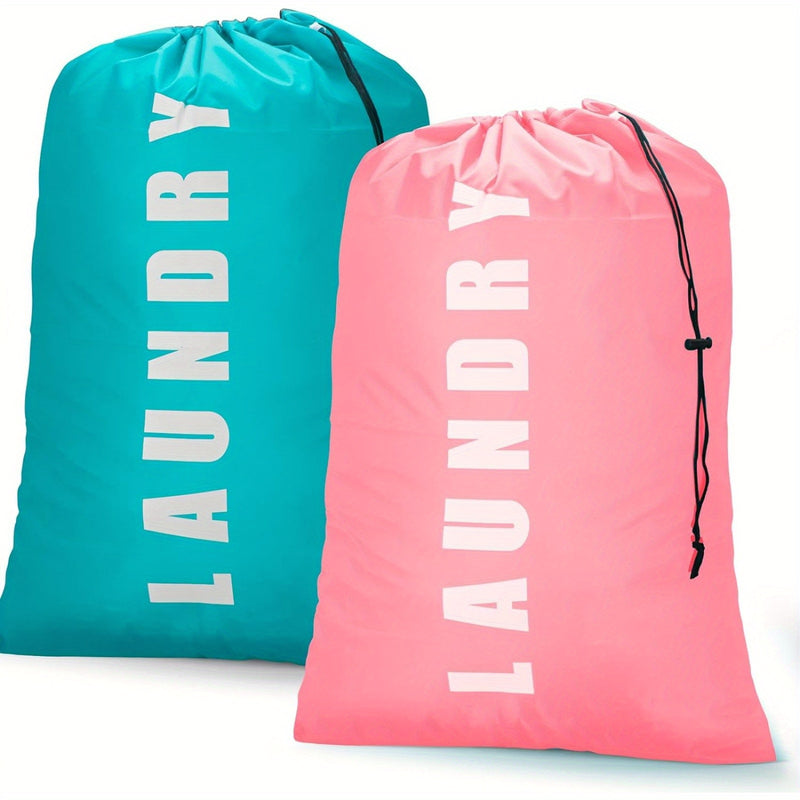 1 Paquete De 2 Piezas, Bolsas De Lavandería Grandes Con Cordón Para Viajes Y Hogar, 24" X 36", Duraderas, Espaciosas, Forma Ovalada Ideal Para La Organización De La Ropa