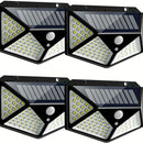 Luces solares para exteriores [100 LED / 3 modos de operación], lámpara de seguridad solar con sensor de movimiento, ideal para jardín, cerca, patio, cochera y terraza