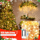 1pieza Árbol de Navidad y Luces de Hadas con Alimentación USB, 8 Modos, Control Remoto, Clasificación IP44 - Ideal para Hogar, Boda, Fiesta, Cumpleaños, Decoraciones de Halloween, Acento de Sala Festivo|Acento de Sala Festivo|Luces LED Duraderas, Decorac