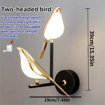 1/2 piezas de Aplique de Pared LED Moderno y Creativo en Forma de Ave, Tres Colores Disponibles para Sala de Estar o Pasillo de Televisión con Herrajes de Montaje