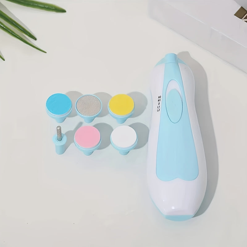 Kit eléctrico de cortaúñas 6 en 1 para adolescentes, rosa y azul - con luz LED, 6 almohadillas de lijado y lima de uñas, para embellecer uñas de manos y pies de forma segura y fácil, desde la adolescencia hasta la adultez - Accesorios para uñas