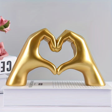 [Corazón Dorado Resina Escultura Decorativa] Escultura de Mano de Corazón Dorado de Resina - Decoración de Arte para Oficina o Hogar - Regalo Perfecto para Seres Queridos
