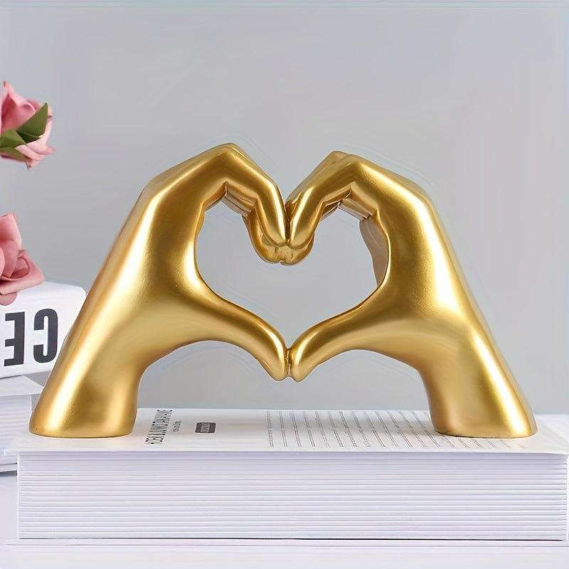 [Corazón Dorado Resina Escultura Decorativa] Escultura de Mano de Corazón Dorado de Resina - Decoración de Arte para Oficina o Hogar - Regalo Perfecto para Seres Queridos