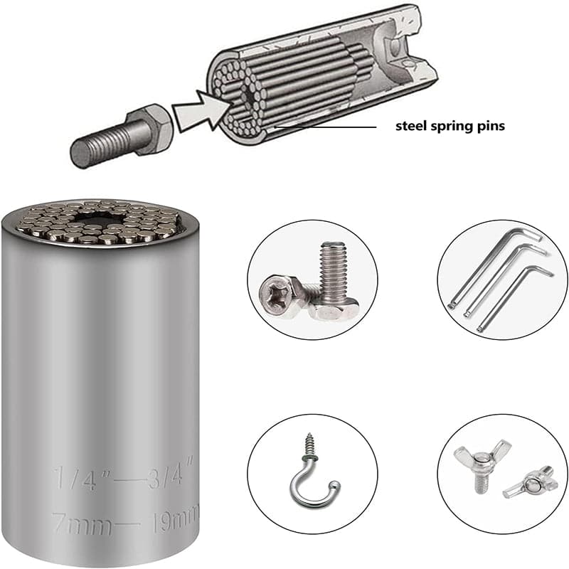 Dado Universal de 7mm a 19mm con Adaptador para Taladro 3/8