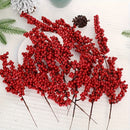10 tallos de bayas artificiales rojas vibrantes - Ideal para decoración de árbol de Navidad y fiestas, no requiere energía