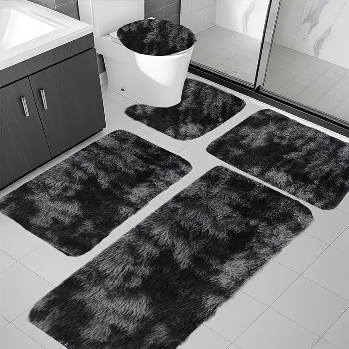 Juego de 5 alfombras de baño de lujo, súper suaves, absorbentes, antideslizantes, gruesas, lavables a máquina, con diseños geométricos, perfectas para decoración moderna del hogar