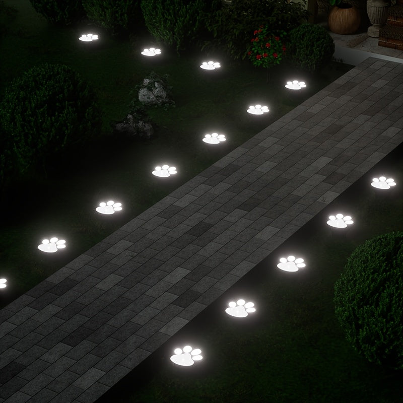 4 piezas de luces LED solares para patas de perro Shenzhi Tech – Iluminación decorativa para jardín, patio y césped con sensor inteligente, resistente al clima y fácil instalación, LEDs cálidos, diseño adorable de huella para amantes de mascotas, regalos