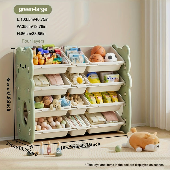 Organizador de Almacenamiento Multinivel y Múltiples Compartimentos Moderno - Armario Apilable de Plástico, Adecuado para Juguetes, Libros, Ropa - Ideal para Sala de Juegos y Dormitorio