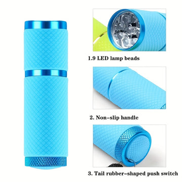 Linterna portátil mini con 9 cuentas de lámpara para esmalte de uñas de secado rápido y gel, y fotografía