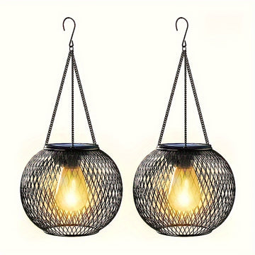 2pcs/4pcs Nueva Linterna Solar Exterior, Versión Mejorada Lámpara Solar Colgante para Jardín Exterior, Candelabro Metálico Decorativo, Luz Solar de Árbol Adecuada para Jardín, Patio y Camino