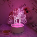 1 lámpara nocturna con forma de unicornio 3D, lámpara rosa con alimentación USB, botón de encendido visual, lámpara de mesa creativa para regalo, decoración para fiestas de Navidad, bodas, cumpleaños, luz de regalo exquisita