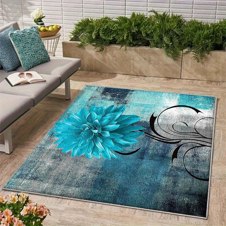 Alfombra de Terciopelo/852gsm Poliéster con Patrón Nórdico Geométrico - Alfombra Baja y Gruesa Estilo Francés Moderno a Cuadros Oscuros, Duradera y Lavable a Máquina, Ideal para Exteriores y Jardín - Varios Tamaños Disponibles