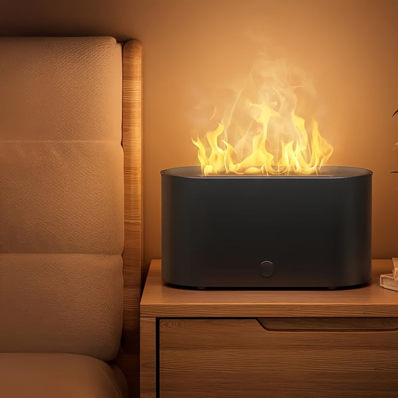 1pc Humidificador de llama simulada, diseño de humo en forma de llama simulada, utilizado en el dormitorio por la noche, aceite esencial se puede utilizar como difusor de aroma de aire, adecuado para el hogar, oficina, regalos, luces de ambiente