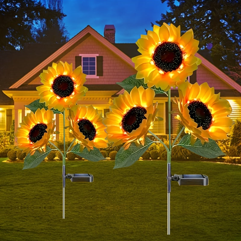 Luces solares de jardín con forma de girasol y luces LED para paisajes en patios, jardines y céspedes
