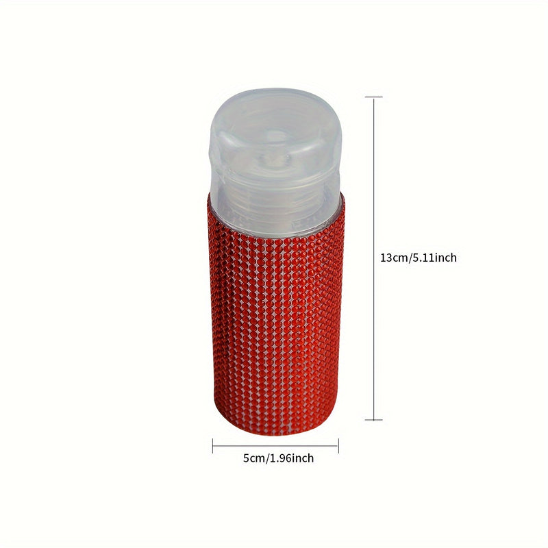 Dispensador de cosméticos decorado con diamantes de imitación de 150 ml para tónico, removedor de maquillaje, removedor de esmalte de uñas - Botella de bomba de empuje independiente de plástico, sin necesidad de electricidad