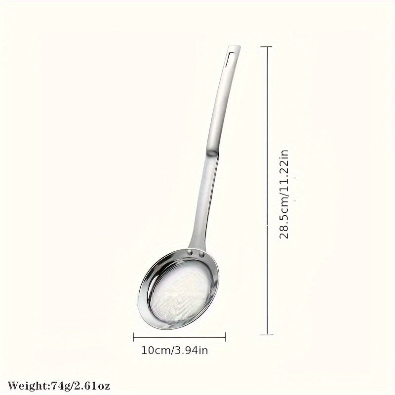 1pc Cuchara Separadora de Aceite de Acero Inoxidable - Colador de Malla Fina para Uso en Cocina y Restaurante, Grado 304 Duradero