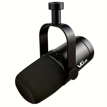 Micrófono Dinámico Negro Premium para Podcasting, Gaming y Transmisión en Vivo - USB/XLR Cardióide con Tap-to-Mute, Conector para Auriculares Integrado y Aislamiento de Voz, Vocal, Grabación, Todo en Metal