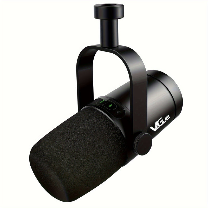 Micrófono Dinámico Negro Premium para Podcasting, Gaming y Transmisión en Vivo - USB/XLR Cardióide con Tap-to-Mute, Conector para Auriculares Integrado y Aislamiento de Voz, Vocal, Grabación, Todo en Metal