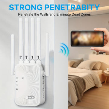 Amplificador de Señal Ourlife Estándar EE. UU. - Extensor WiFi 2.4GHz de 300Mbps, Banda Alta con Soporte de 6 Antenas Potente para Hogares, Centros Comerciales y Cafeterías