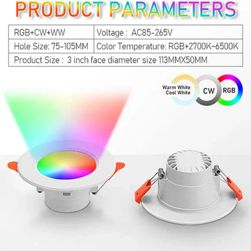 Lampara Empotrable LED RGB de 15 Watts Marca Tuya