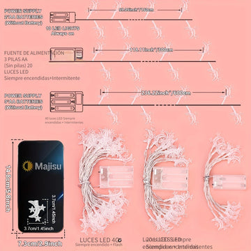 1pc Luces de cuerda LED Majisu Moon, alimentadas por batería, control por botón, luces de hada decorativas para interior para Ramadan, montable en pared, no impermeable, ≤36V