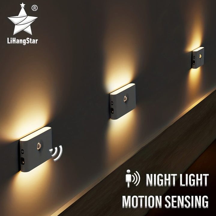 1 ud./2 uds./4 uds. Luz de noche de inducción LED, luz de pared de inducción de cuerpo humano con carga USB inalámbrica, luz de noche de baño para dormitorio, pasillo, armario