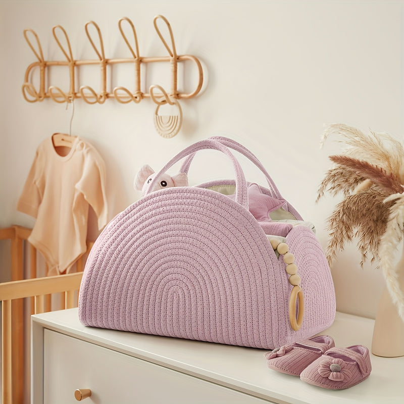 Una gran caja de almacenamiento para duchas para niños y niñas, adecuada para almacenar pañales, perfecta para cochecitos, mesas de cambio y regalos para coche, en rosa claro.